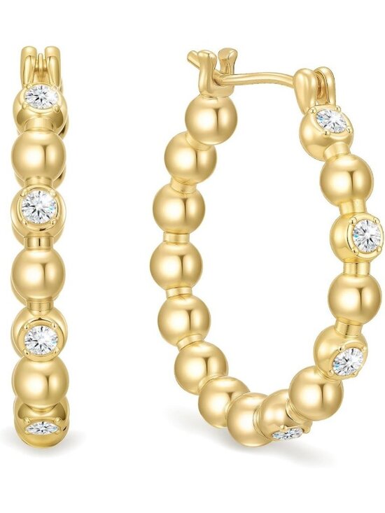 Jewelry - Trendy 14K Gold Hoop Earrings for Women - CZ Round & Heart Design, 25mm